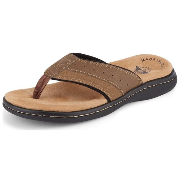 Dockers Men Laguna Beach Pool Flip Flop Thong Sandals Size US 9M Dark Tan Brown - Picture 1 of 4